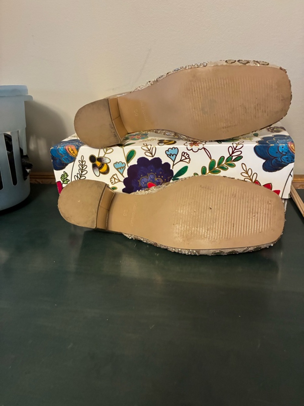 Woven Slip-On Flats in Natural Beige